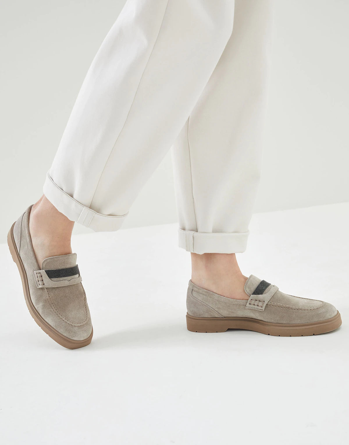 PENNY LOAFER SNEAKERS IN SUEDE WITH JEWEL