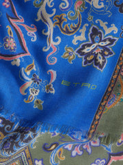 WOOL SILK SCARF WITH FLORAL PAISLEY PRINT