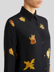 CREPE DE CHINE SHIRT WITH PLACED PRINT