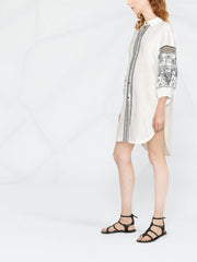 CAMICIA IN LINO CON RICAMO FLOREALE