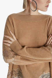 OVERSIZE SWEATER IN CASHMERE WITH LACE
