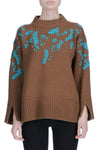 CASHMERE SWEATER WITH TURQUOISE EMBROIDERY