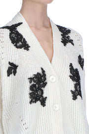 RIBBED CARDIGAN WITH LACE