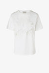 T-SHIRT WITH LACE EMBROIDERED ON TULLE