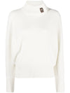 ENGLISH RIB CASHMERE SWEATER WITH SHINY BUTTON