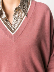V-NECK SWEATER AND JEWELRY